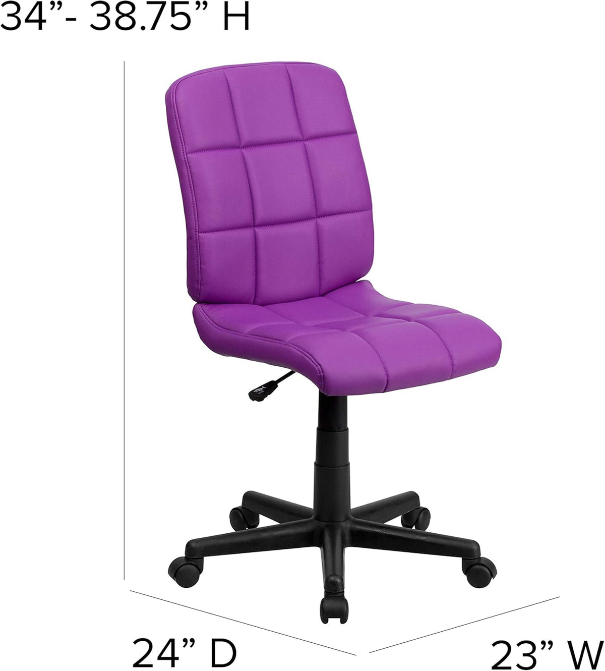 Flash Furniture Mid-Back gewatteerde vinyl draaibare taakstoel, metaal, paars, 58,42 x 55,88 x 22,86 cm