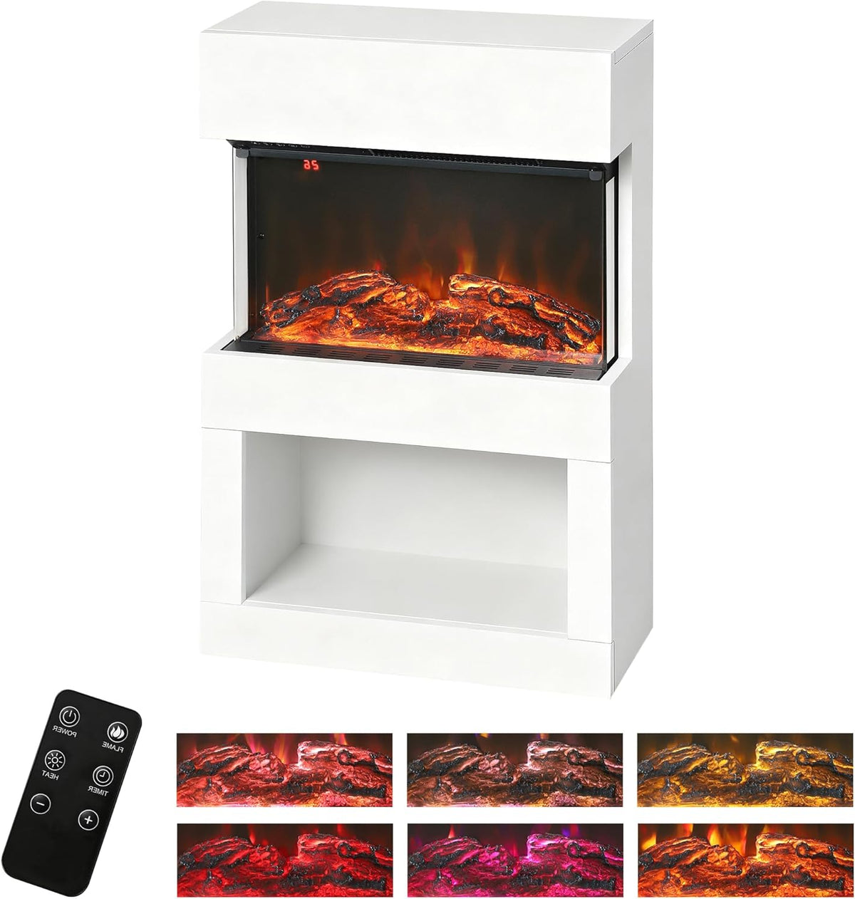 Elektrische Haard – Sfeerkachel – LED Inzethaard – Open Haard – Decoratieve Haard – 1000/2000 Watt Verwarming – Instelbare Thermostaat Met Timer
