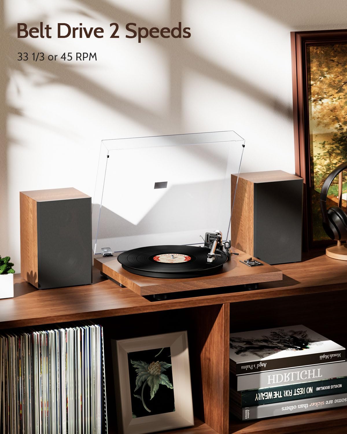HiFi Platenspeler met Luidsprekers – Draaitafel – Vinylspeler – LP Speler – All-In-One Platenspeler – Bluetooth Streaming – USB Digitalisering