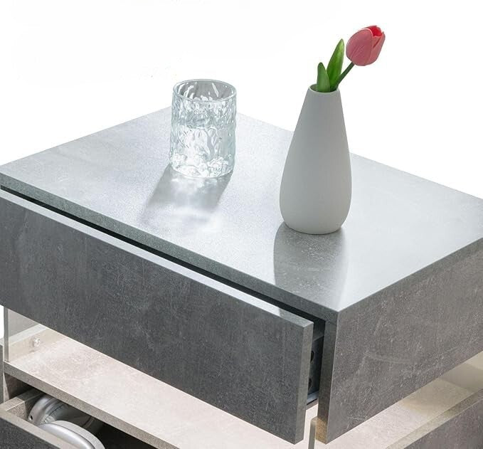 Nachtkastje met LED - Kast - Tafel - Slaapkamerdecoratie - Opbergruimte - 60 cm x 37 cm x 50 cm - Geel