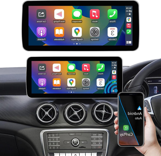 Ninetom 12.3 Inch Car Radio with Touch Screen for 2015-2018 Mercedes Benz A/C/V Class GLA CLA W176 W246 C117 X117 X156 W447 with NTG 5.0/5.1/5.2, Supports Apple Carplay/Android Auto/Mirrorlink - QUORE
