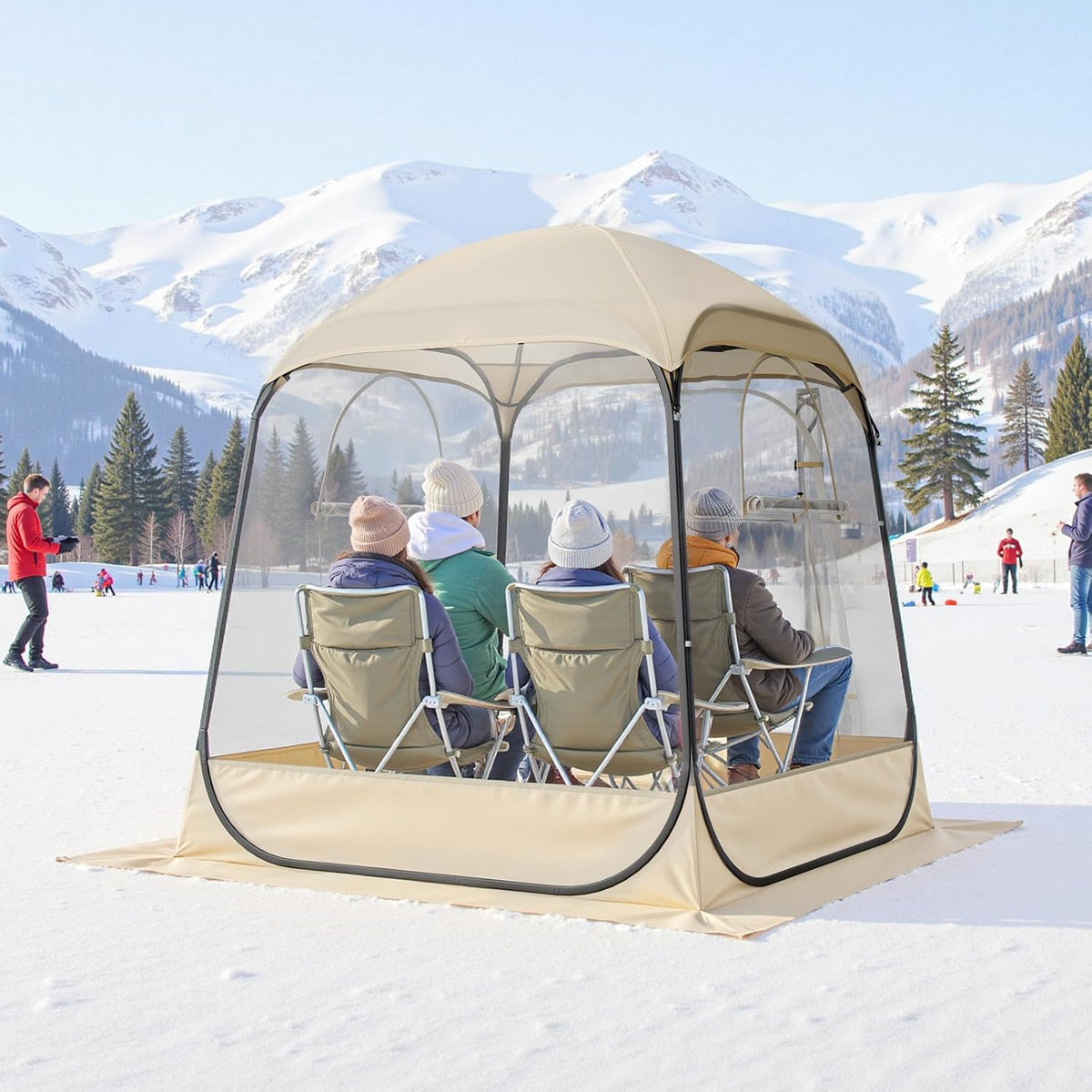 VEVOR Pop-up-sporttent, transparant, 160 x 160 cm, voor 2 tot 4 personen, waterdichte capsule voor buiten, met mat en afdekking, igloo koepeltent voor de tuin