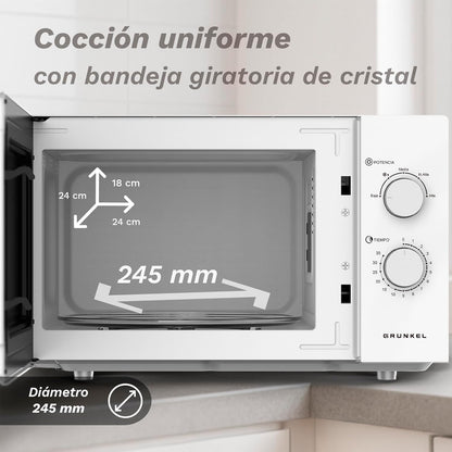Magnetron – Microgolfoven – Magnetronoven – Keukenmagneet – Magnetron Zonder Grill – 25 Liter Inhoud – 850 W Vermogen Met 5 Standen – Ontdooifunctie En Timer 30 Min