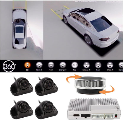 360° Surround View-camerasysteemkit, Fydun Met Voor Achter Links Rechts Back-up Parking 4 weg Camera's Panoramisch Rijden Auto Waterdichte Nachtzichtcamera