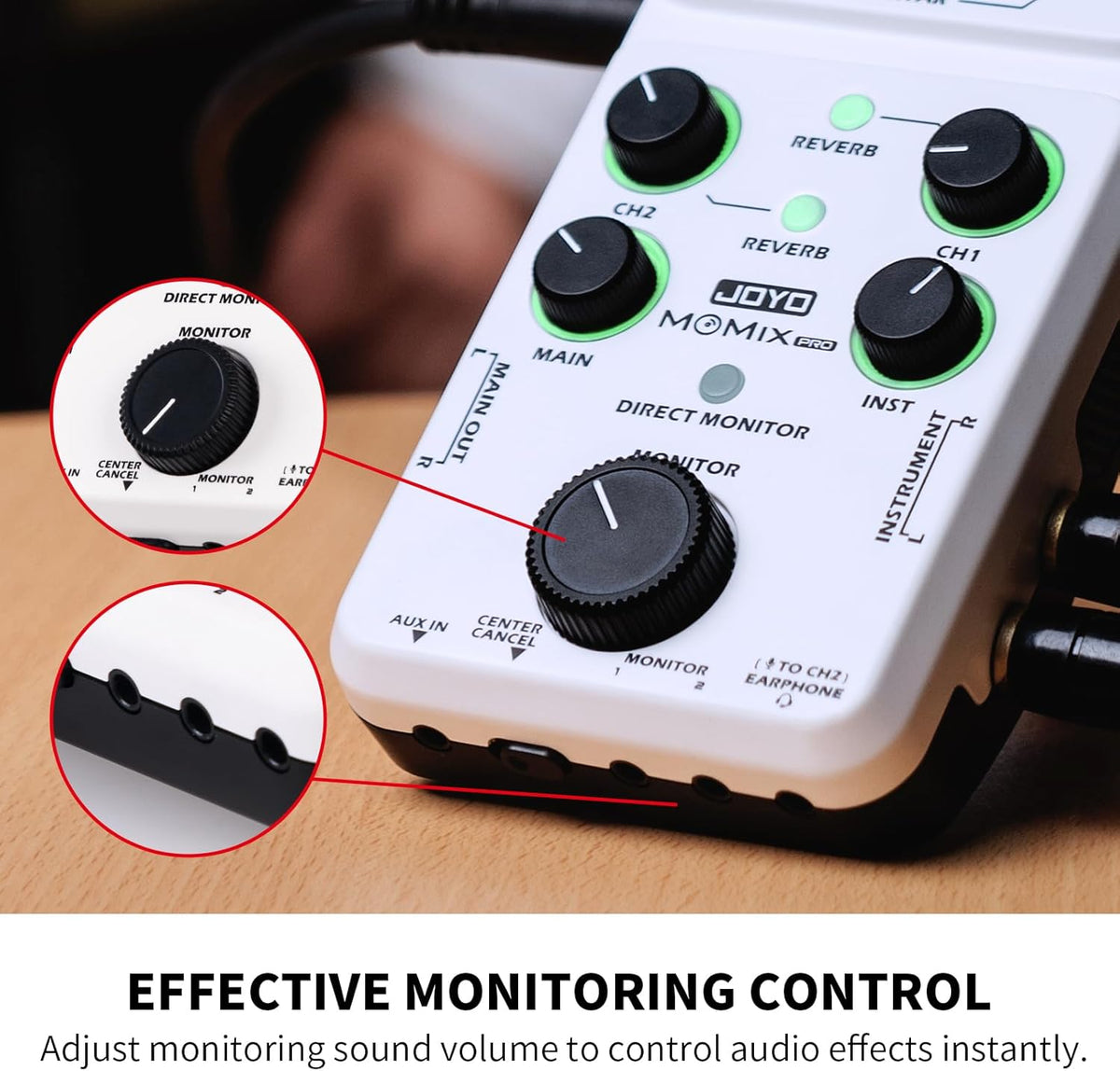 JOYO Audio-mixer, audio-interface, USB, stereo XLR + mixer met 48 V fantoomvoeding voor live streaming-opname, podcasting plug & play (MOMIX PRO)
