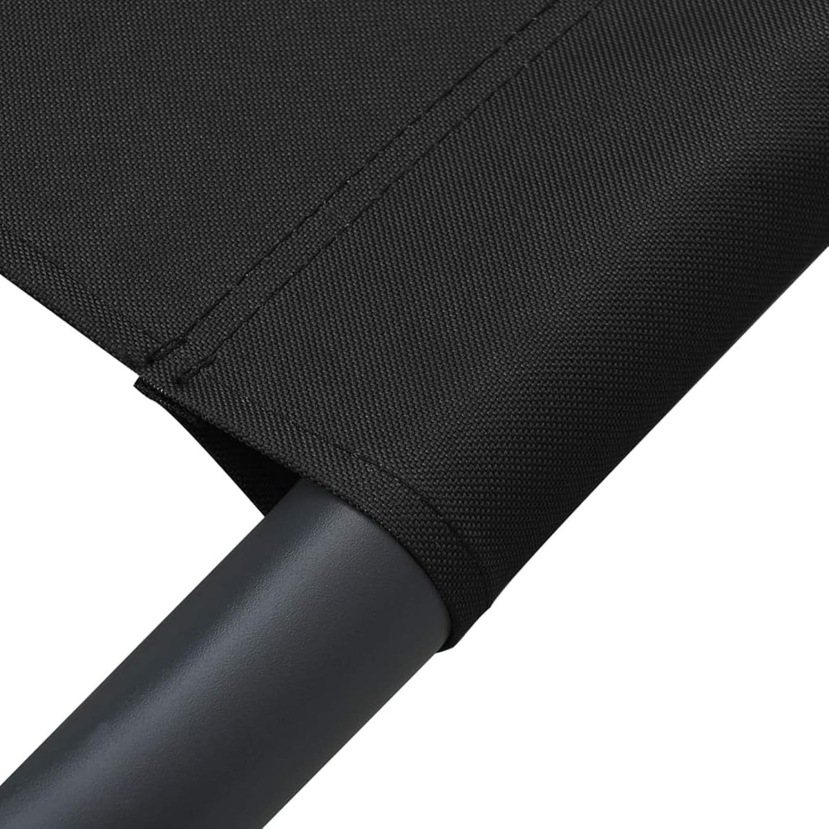 Gecheer Outdoor Sun Lounger with Awning and Cushion Black Outdoor Sunbathing Beach Lounger Relaxation Camping Balcony Pool - QUORE