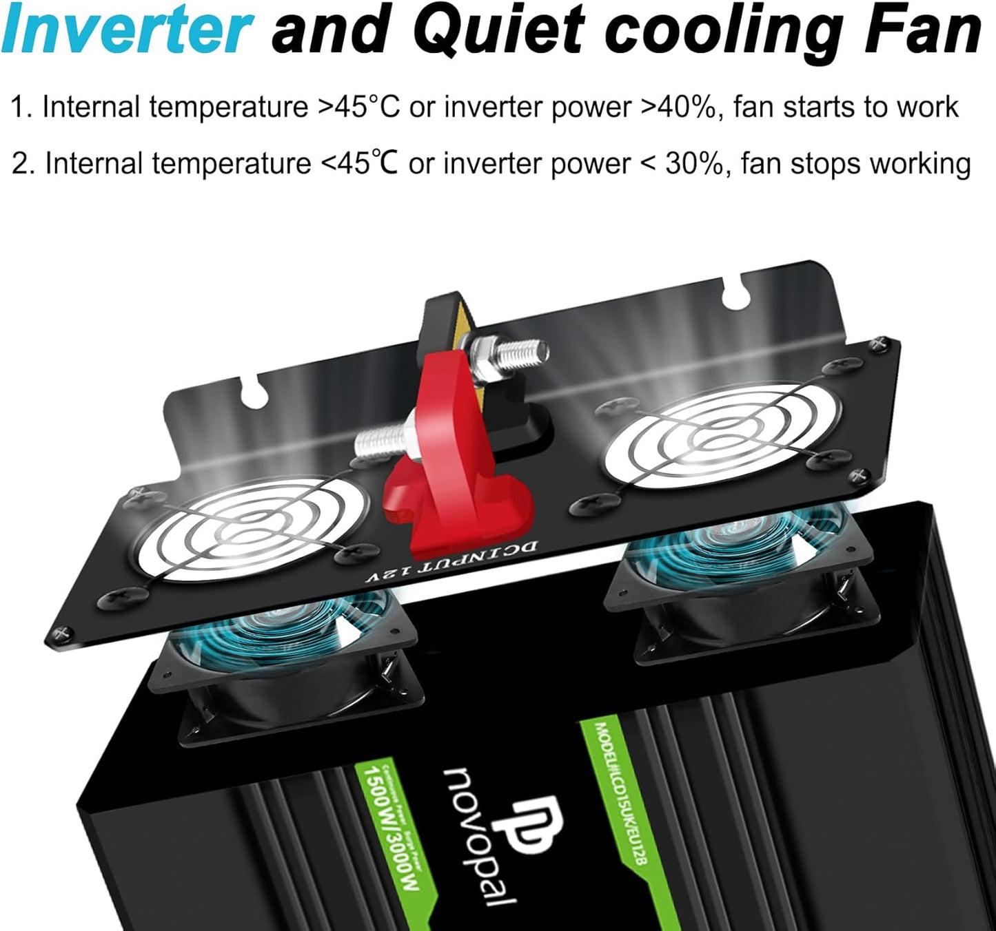 novopal Power omvormer zuivere as 1500 W zuivere sinus DC 24 V in AC 220 V 230 V spanningsomvormer - 2 EU stopcontact met USB-uitgang 5 meter afstandsbediening - piek: 3000 W