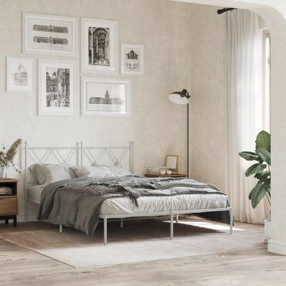 Modern Minimalist Bed Frame with Headboard - Heavy-Duty All-Metal Construction, Tool-Free Assembly, Easy-Clean Surface - Queen Size (140x200cm/55x79") Platform Bed Frame for Small to Large Bedrooms - Ideal for Modern, Industr