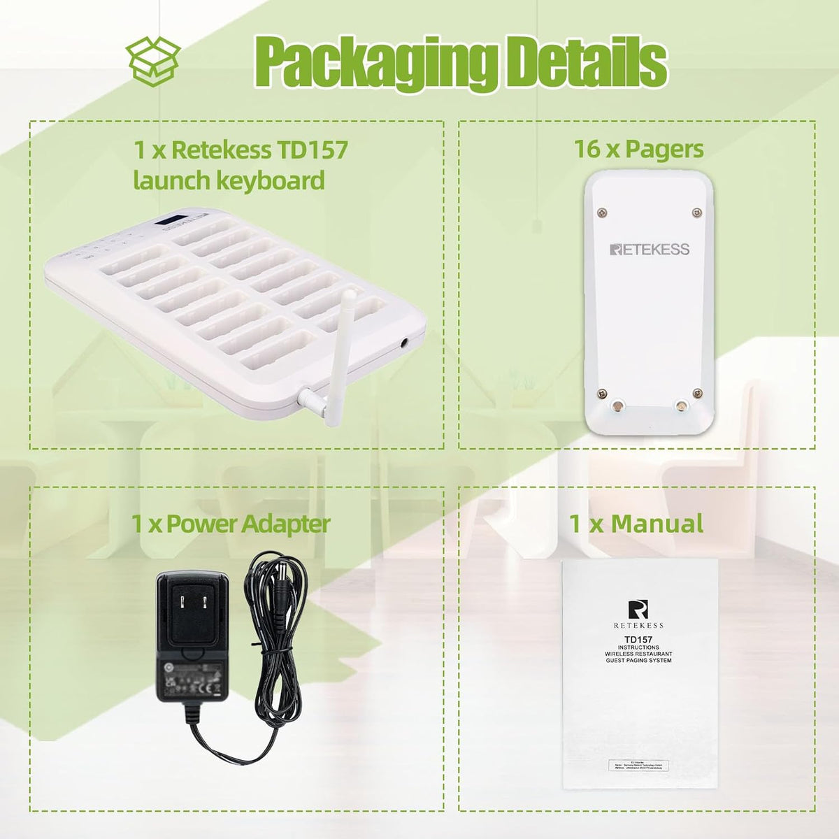 Draagbare Pieper – Oproepsysteem – Pager – Restaurant Pager – Draadloze Pieper – Witte Variant – Touchscreen Bediening – 20 Uur Batterijduur - QUORE