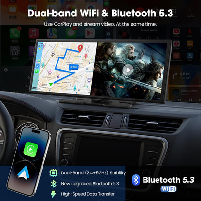 LAMTTO Draadloze Autoradio Carplay Scherm met Net-flix YouTube TikTok,10.25'' A-pple CarPlay & Android Auto met Achteruitrijcamera Split Screen Dual Bluetooth Navigation FM AUX voor iOS 10+Android 11+