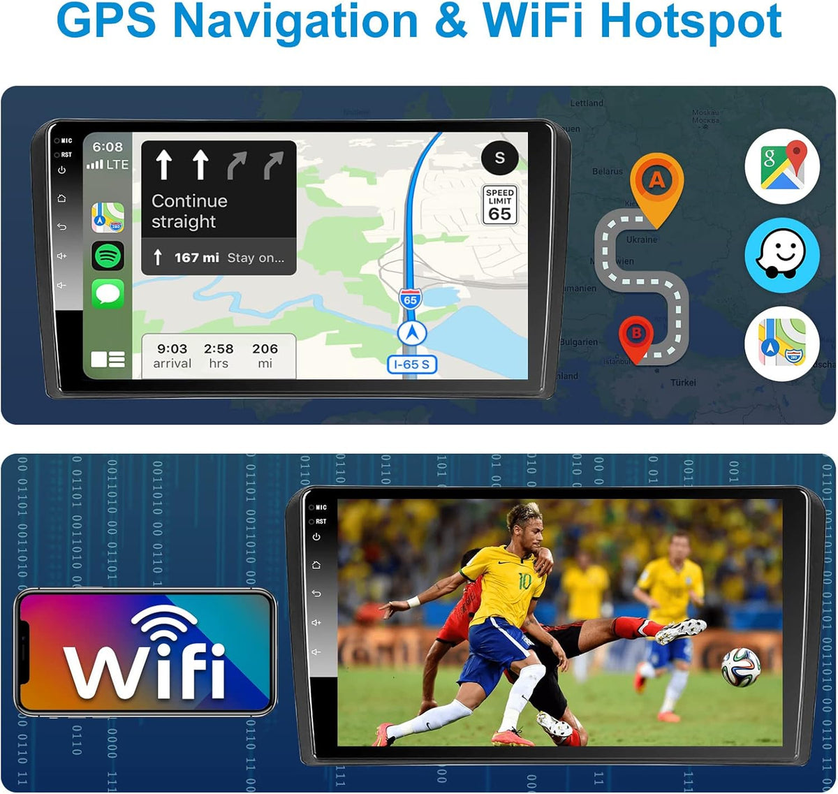 Woibugee Android 10 autoradio Wireless CarPlay Wireless Android auto voor Audi_A3 S3 RS3 2 GB + 32 GB 9 inch QLED scherm AM FM RDS radio WiFi dubbele Bluetooth audio auto stereo met navigatie