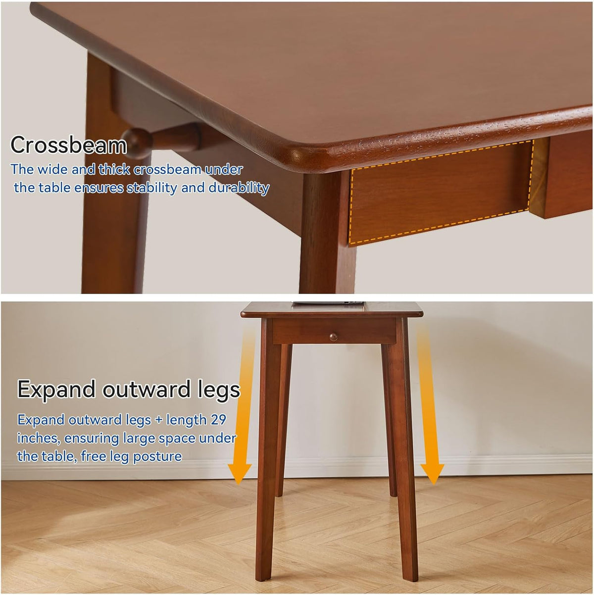 Massief Houten Bureau, Schrijfbureau, Kleine Kantoortafel met Laden, 39x20x30inch Computerbureau met Opslag en Hangstang voor Thuiskantoor, Rustiek Bruin YD-WD01H