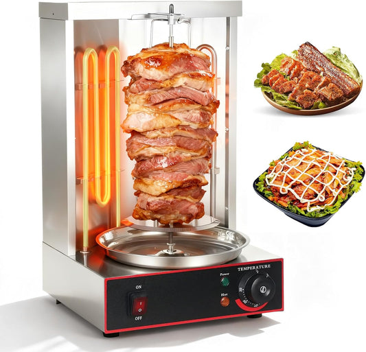 DöNer Verticale multigrill met grote capaciteit, eenvoudig te bedienen temperatuurregelaar, 360° draaibare verticale grill, rookvrij, instelbare warmte, geschikt voor thuis, barbecue, restaurant en