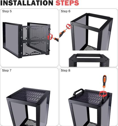 GeeekPi DeskPi RackMate T1 Plus, 10 Inch 8U Serverkast, 260 mm Diepte Mini Rack met Rack Plank & Blank Panel, voor 25,5 cm AV-, NAS- en serverapparatuur (zwart)