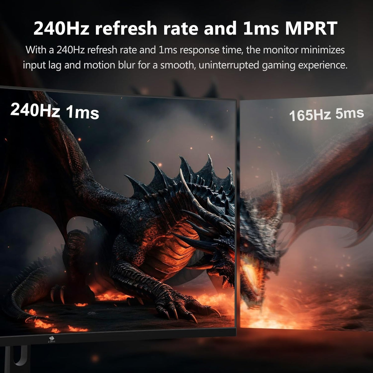 Z-Edge Gaming Monitor Curved 32'' 240Hz, 1ms, 1080P, FreeSync, Screen Game LED 16:9, 1500R VA, Adjustable Tilt, 2*HDMI 2.0 & 2* DP 1.4, RGB Breathlight(HDMI Cable Included)