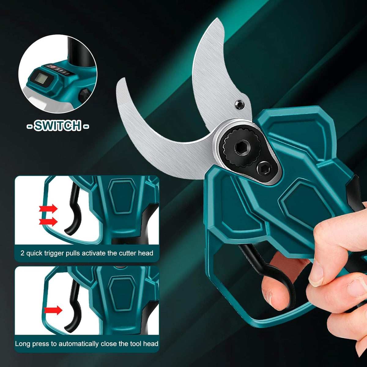 Draadloze elektrische snoeischaar voor Makita 18 V LCD-scherm, maximale opening, 65 mm, elektrische snoeischaar, accuschaar, tuinsnoeischaar voor het snoeien van bomen en struiken en fruitbomen