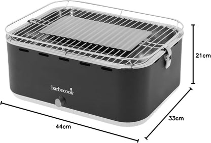 Barbecook tafel bbq Carlo houtskool barbecue met draagtas, geschikt voor 6 personen, Urban Grey, 44x33x21cm