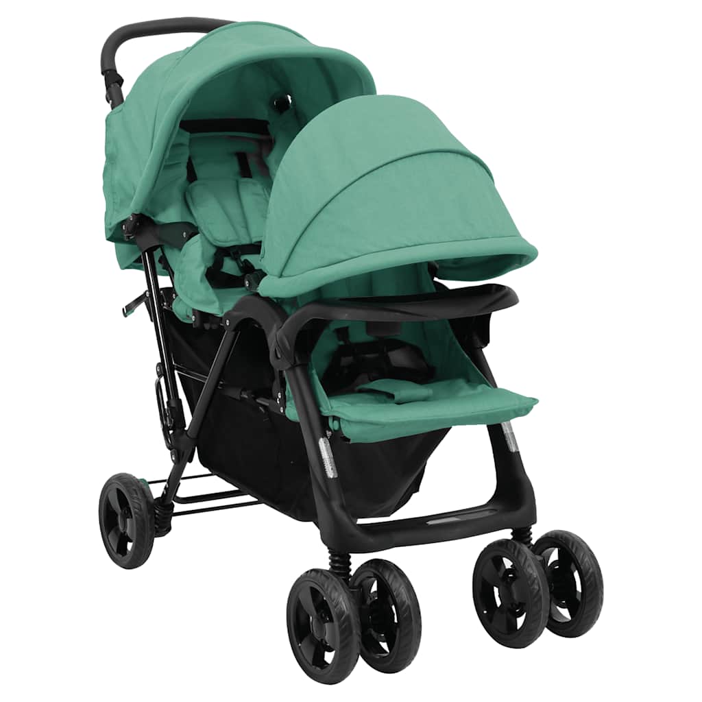 Tandemwagen – Tweelingwagen – Duo Buggy – Duowagen – Bolderwagen – Stevig Stalen Frame – Verstelbaar Zonnescherm