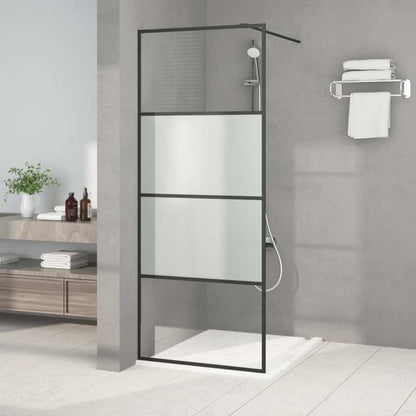 Douchewand – Douchewandje – Douchepaneel – Veiligheidswand – Inloopdouchewand – Zwart aluminium frame – 80x195 cm Semi-mat ESG veiligheidsglas