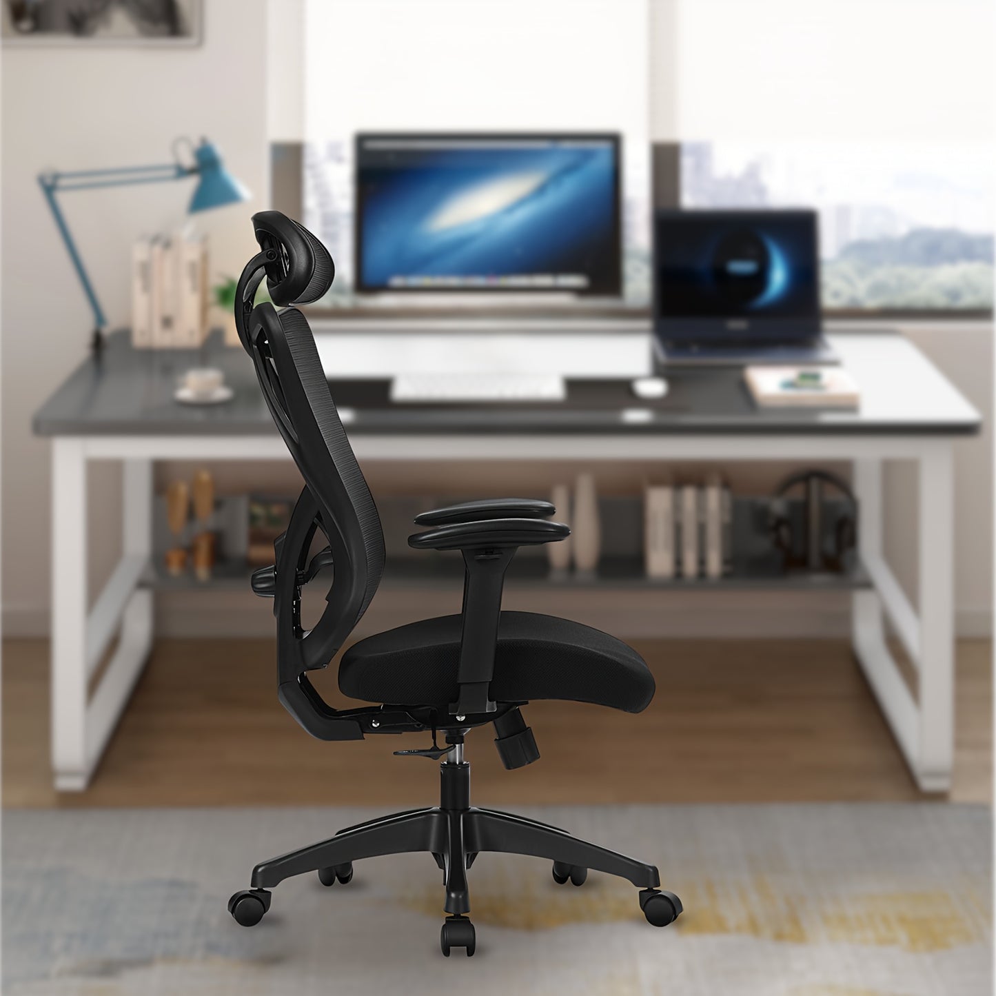 Ergonomische Bureaustoel – Bureaustoel – Kantoorstoel – Computestoel – Mesh Stoel – Verstelbare Lendensteun & Hoofdsteun – Max. Belastbaar 150 kg – Hoogte Verstelbaar