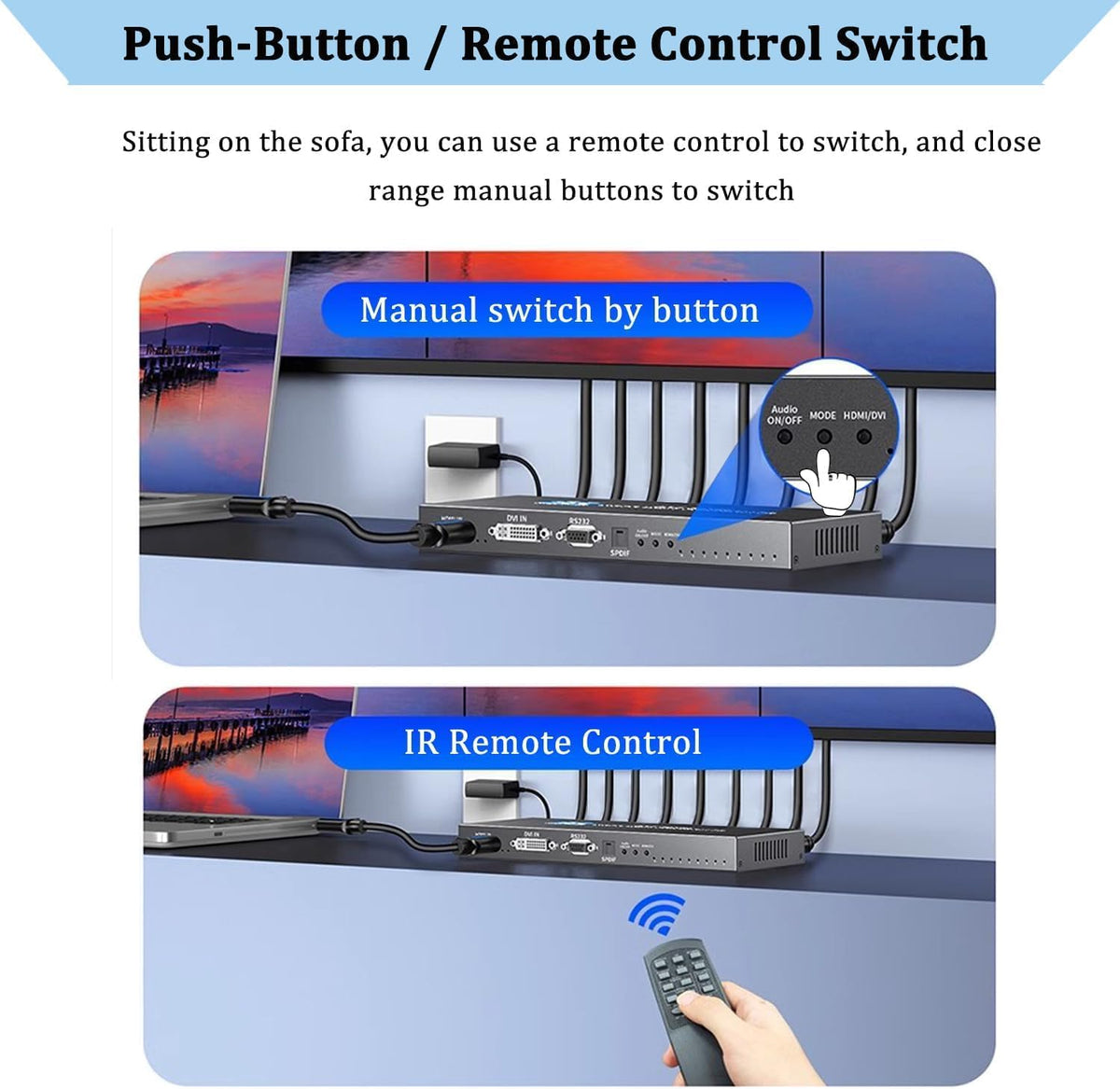 Videowallcontroller 3X3 4K30Hz HDMI Videowallprocessor TV-wandcontroller, 9-kanaals splitsingsdisplaycontroller met afstandsbediening voor 9 tv-schermen op 1 wanddisplay