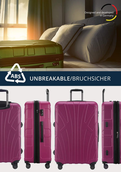 Suitline grote harde koffer trolley, reiskoffer check-in bagage, TSA, 76 cm, ca. 86 liter, 100% ABS mat magenta