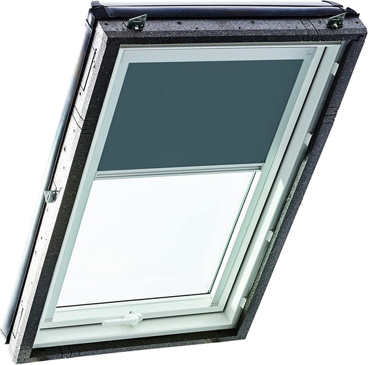 Origineel Roto Verduisterend Rolgordijn ZRV - Bijna Volledige Verduistering - Geleiderail Zilver - Voor Dakraam Serie Designo R4/R7 en Classic 43/73 - Maat 054/118 | 05/11 - Kleur Stof Donkergrijs