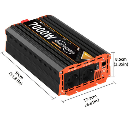7000W Omvormer – Power Inverter – Stroomomzetter – Spanningsomzetter – Spanningsomvormer – Pure Sinusgolf – Overbelastingsbeveiliging – Aluminium Behuizing