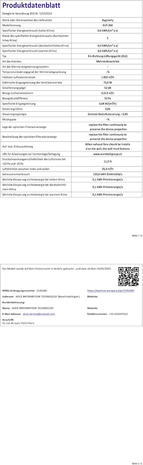 Aygrochy 350 mm afvoerventilator, afvoerluchtventilator voor verwarming, koeling, booster, groeitenten, hydroculturen, thuisgebruik, ventilatie en afzuigventilator.