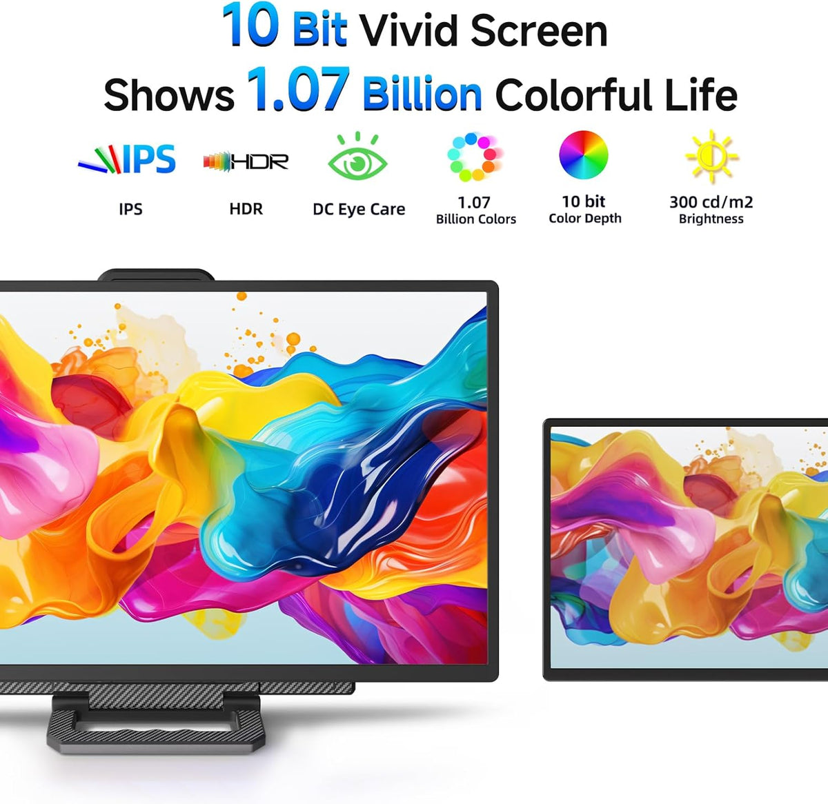 Large Portable Monitor, 61 cm (24 inches), 1080P, FHD, 100Hz, Travel Monitor, 125% sRGB IPS, Laptop Extension, VESA Compatible, Detachable Height Adjustable Stand with USB-C - QUORE