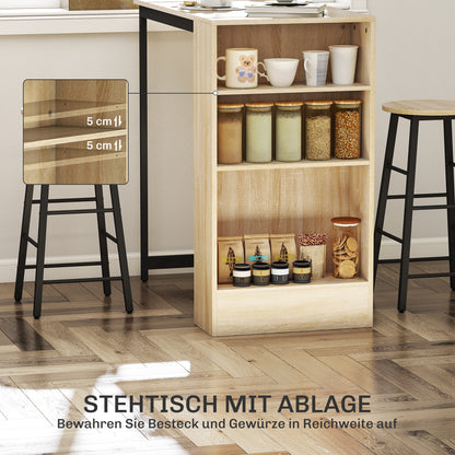 Bartafelset – Barkrukken – Barmeubel – Bartafel – Barstoel – Compact Ontwerp – Opbergruimte – Lichtbruin Zwart Eikenhout