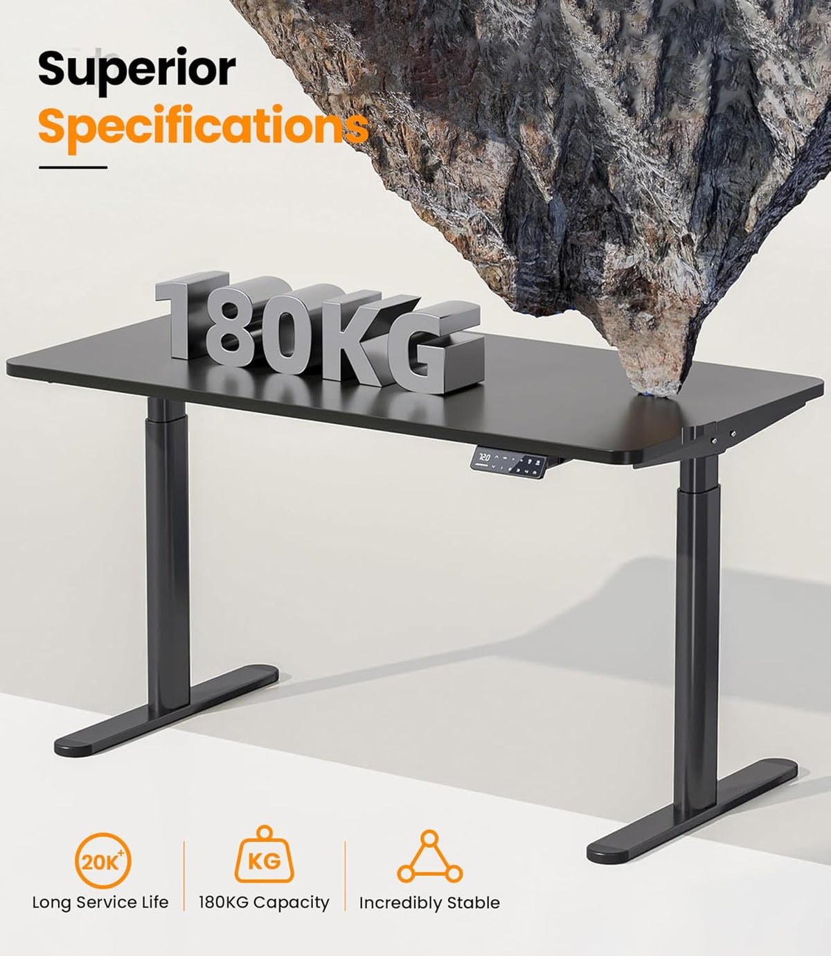 MAIDeSITe EL2 Pro Art in hoogte verstelbaar bureauframe, ovaal pootdesign, elektrisch in hoogte verstelbaar tafelframe, dubbele motor, draagvermogen 180 kg, met 4 geheugenbesturing en