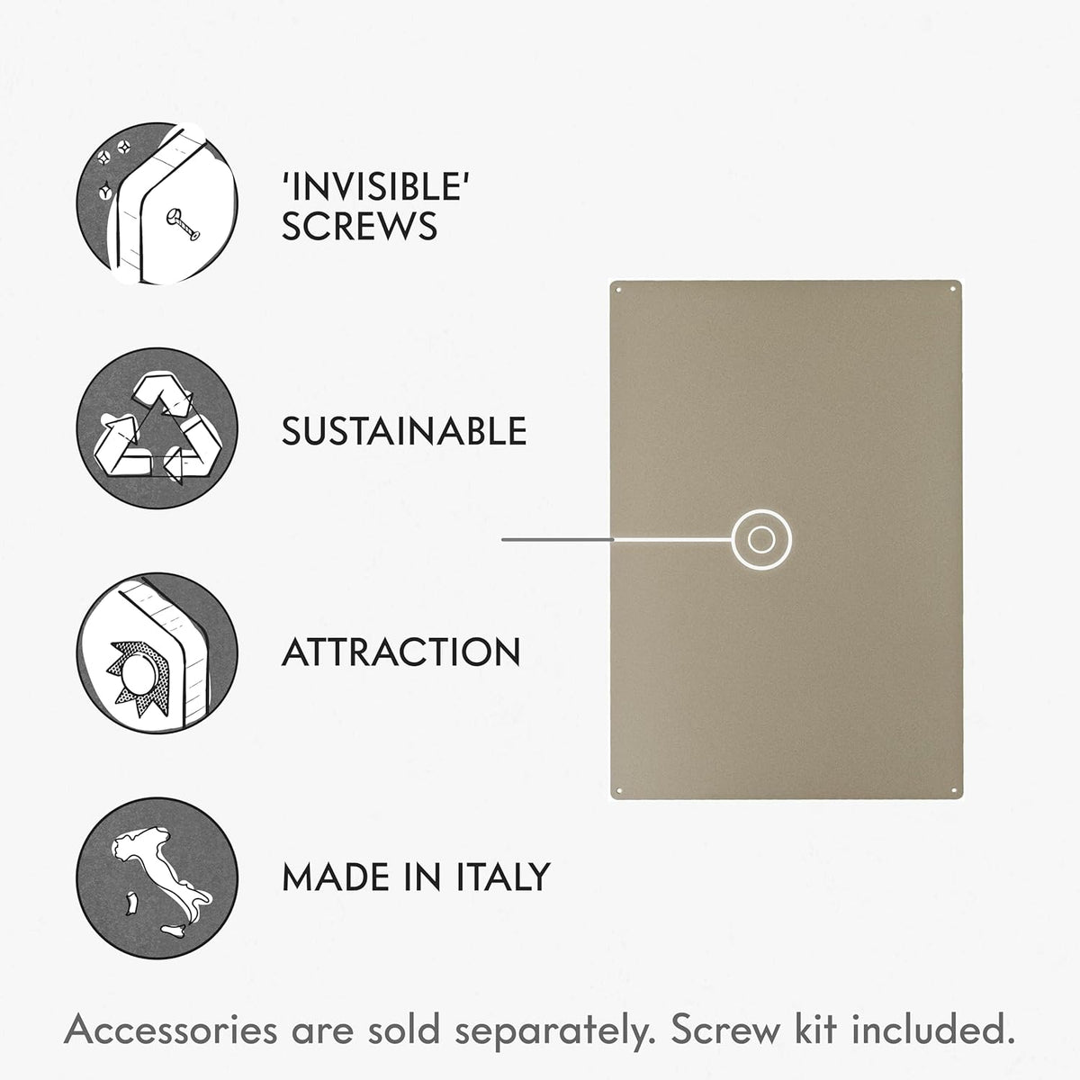 KalaMitica - Magnetisch wandbord, magneetbord - beschrijfbaar met krijt en afwisbaar - Beige - 114 x 74 cm