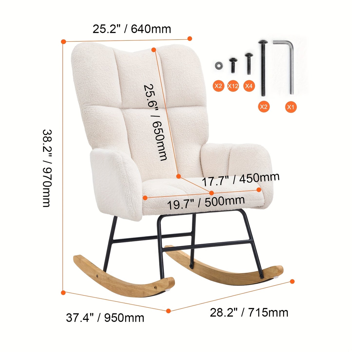 Schommelstoel – Glijstoel – Schommelstoel Baby – Relaxstoel – Loungestoel – Velvet Bekleding – Handmatig Glijdend Mechanisme – Hoge Rugleuning – Max 113,4 kg Draagkracht