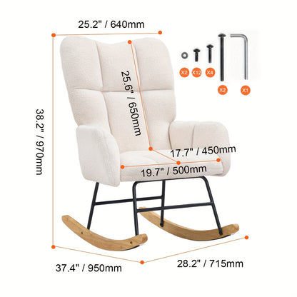 Schommelstoel – Glijstoel – Schommelstoel Baby – Relaxstoel – Loungestoel – Velvet Bekleding – Handmatig Glijdend Mechanisme – Hoge Rugleuning – Max 113,4 kg Draagkracht