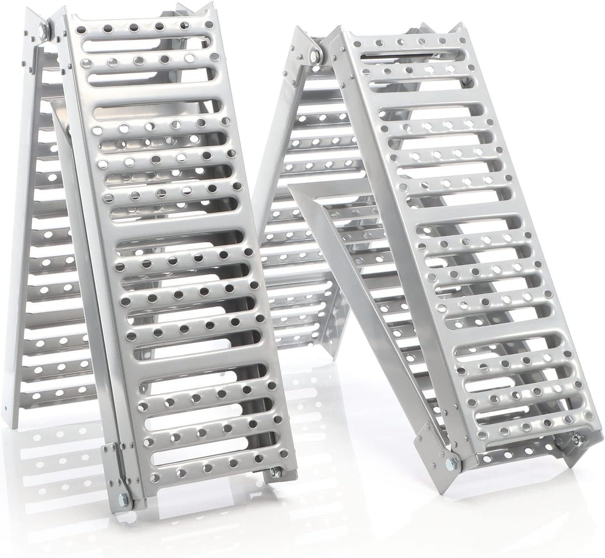 XPOtool 2x oprijplaten 340 kg 3-voudig inklapbaar 195,5x23 cm slipvast staal laadplaten voor motoren