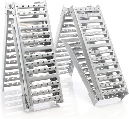 XPOtool 2x oprijplaten 340 kg 3-voudig inklapbaar 195,5x23 cm slipvast staal laadplaten voor motoren