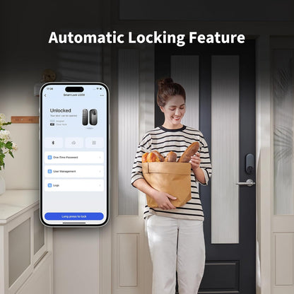 Aqara Smart Lock U200 (Includes Fingerprint Keyboard), Matter over Thread, Smart Door Lock with Apple Home Key and Rechargeable Battery, Supports Homekit, Google Home, Alexa and SmartThings, Black - QUORE