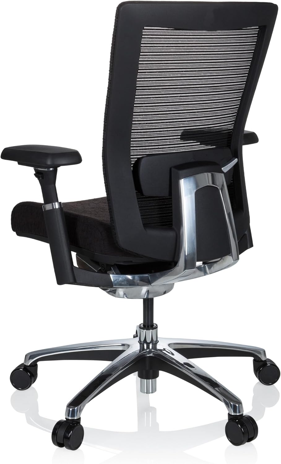 hjh OFFICE Nova Pro 657651 Professionele bureaustoel van stof, zwart, ergonomisch met netrug, zonder hoofdsteun