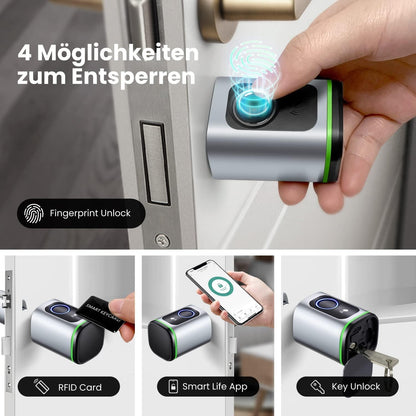 AVATTO Smart deurslot met vingerafdruk, elektronische sluitcilinder 70mm (35/35) met 2 sleutels, IC-kaart, ondersteunt Smart Life app-afstandsbediening, Bluetooth vingerafdruk deurslot