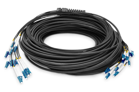 DIGITUS glasvezel breakout kabel - OS2-12 vezels 100 m - LC/UPC naar LC/UPC male - singlemode SM G.657.A1 9/125µ - glasvezelkabel, netwerkkabel, ethernetkabel - zwart