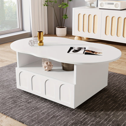 Salontafel – Koffietafel – Woonkamertafel – Bijzettafel – Meubeltje – Wolkenvorm – Met Opbergruimte – Duurzaam Niet-Houten Materiaal – Eenvoudige Montage