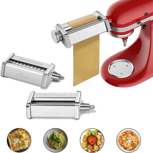 Pasta Attachment voor KitchenAid Stand Mixer Inbegrepen Pasta Sheet Roller, Spaghetti Cutter en Fettuccine Cutter Pasta Maker RVS Accessoires 3 Stks door Gvode