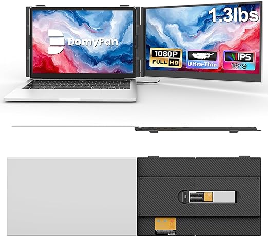 Laptop scherm – Laptop scherm uitbreider – Draagbaar scherm – Extra scherm laptop – 14,1 Inch Full HD – Ultralicht 600g – Plug & Play – USB-C & HDMI - QUORE