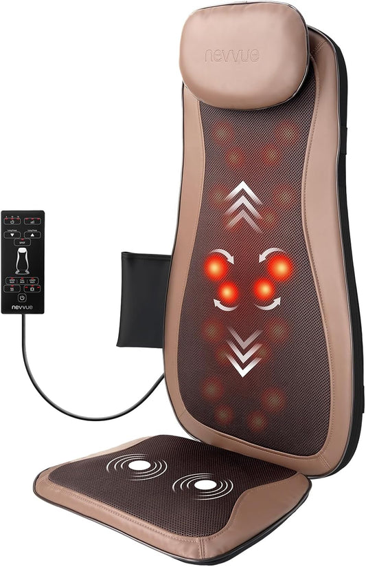 Rugmassageapparaat met warmte, massagestoel met 3D diep kneden, volledige lichaamsmassage met 3 instelbare intensiteiten, massageapparaten voor rug en nek met timer, massagekussen, Shiatsu
