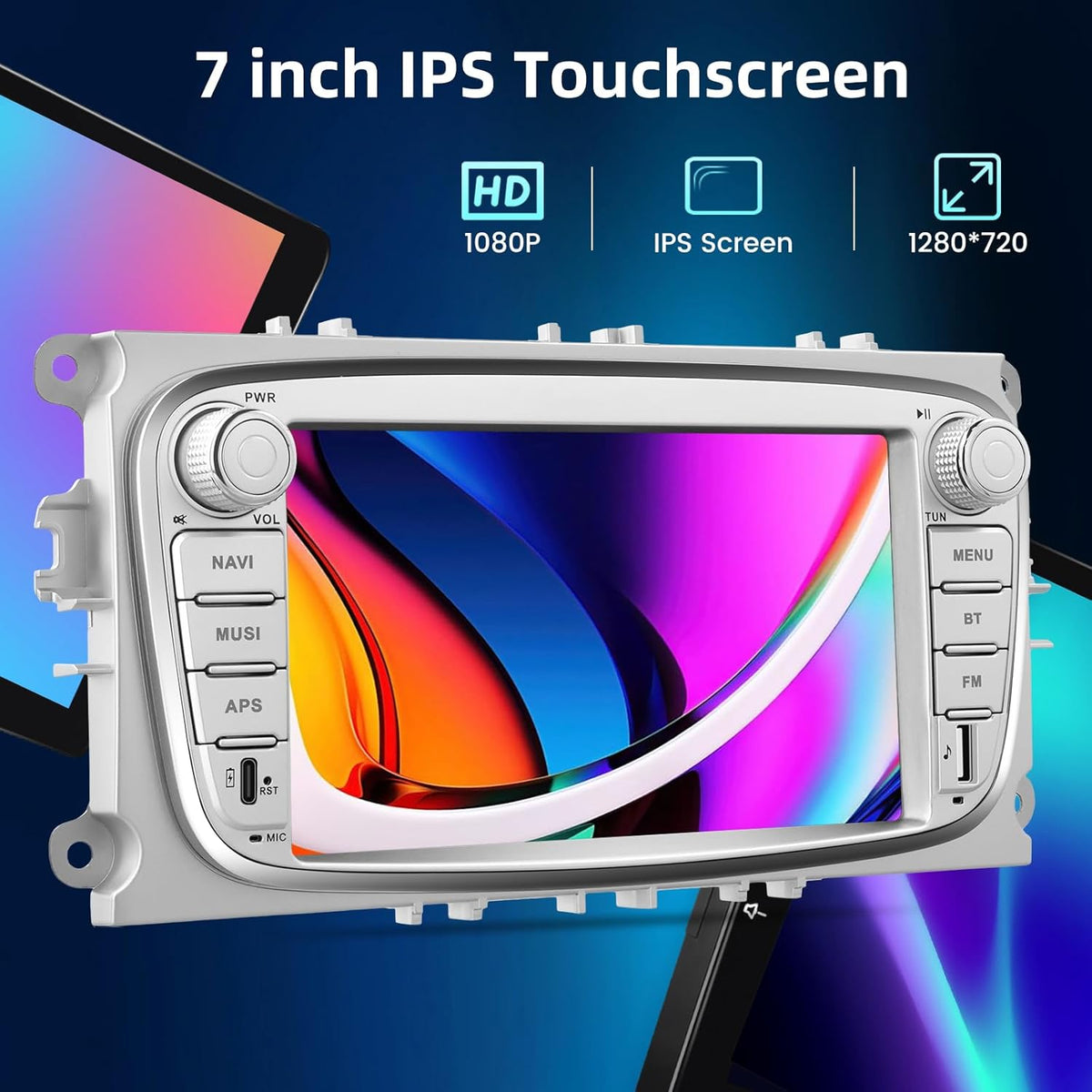Android autoradio – Autoradio – Inbouwradio – Dubbel-DIN radio – Navigatiesysteem – 7 inch touchscreen – Android 13 4+64GB – Draadloze CarPlay & Android Auto