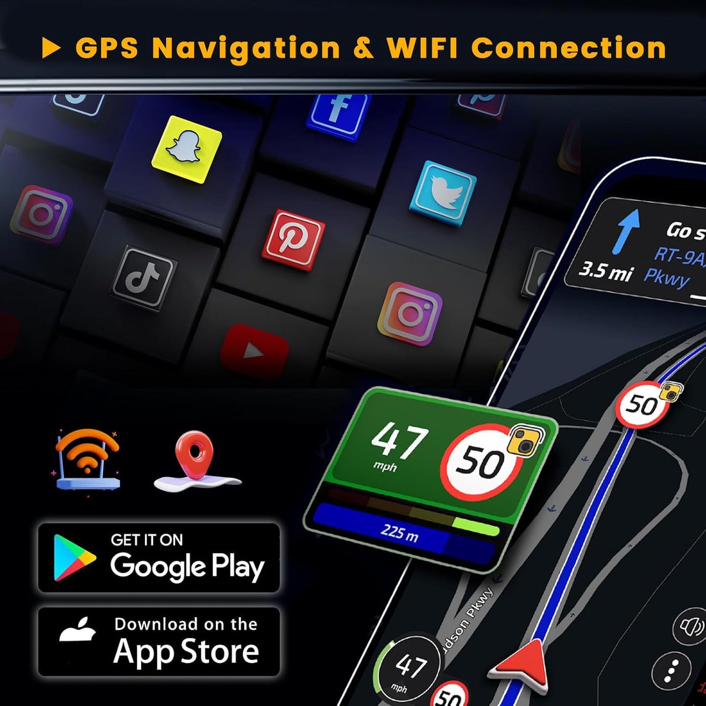 Android 15 Autoradio – Android Auto – CarPlay Radio – Bluetooth Radio – GPS Navigatie – Draadloos 7" IPS Touchscreen – 4GB RAM 64GB Opslag