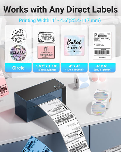 Phomemo WiFi Verzendlabelprinter 4x6, 344WF WiFi Thermische Labelprinter voor Kleine Ondernemingen, Postlabel Maker, Compatibel met eBay, Etsy, Shopify, Amazon, Royal Mail, FedEx, USPS