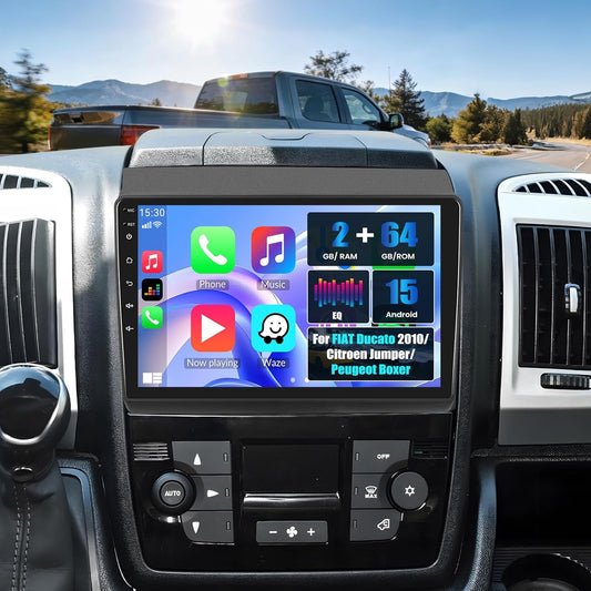 OiLiehu 2G + 64G Android 15 autoradio 2Din CarPlay Android Auto voor Ducato 2010/Citroen Jumper/Peugeot Boxer Autoradio met scherm 9 inch met Bluetooth/SWC/FM RDS/WiFi/GPS/achteruitrijcamera/EQ