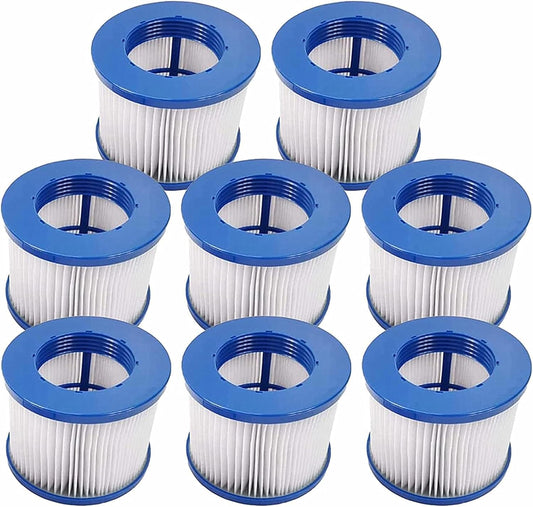 Filterpatronen voor opblaasbare spa, filterpatroon, whirlpool voor spa-accessoires, Clever Spa filter 75 x 100 mm hoogte 75 mm whirlpool filterpatroon pool filter lamellenfilter (8 stuks)